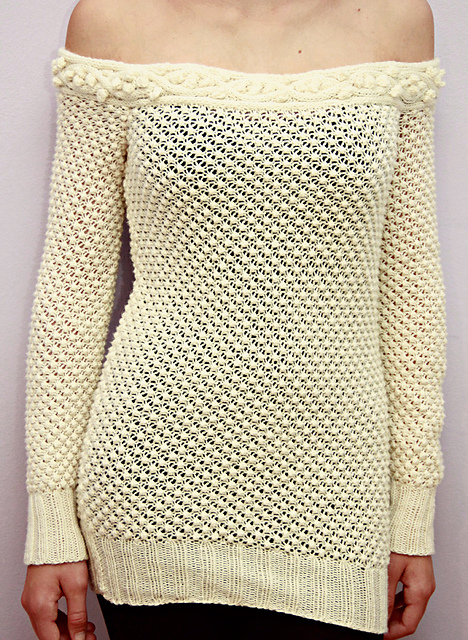 34 Long Sweater with Narrow Yoke