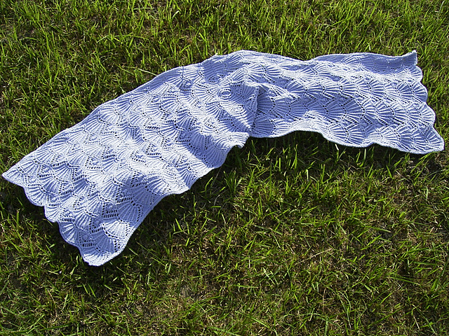 #11 Grey Fan Pattern 3-way Shawl