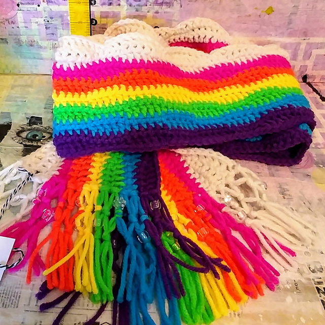 rainbow in the clouds waves scarf