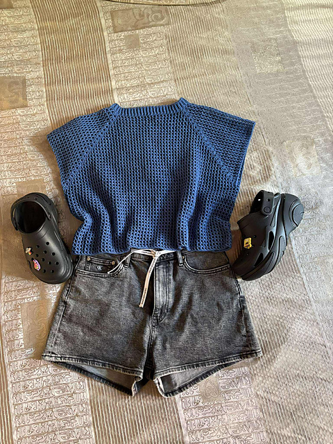 Mesh crochet summer cover up top