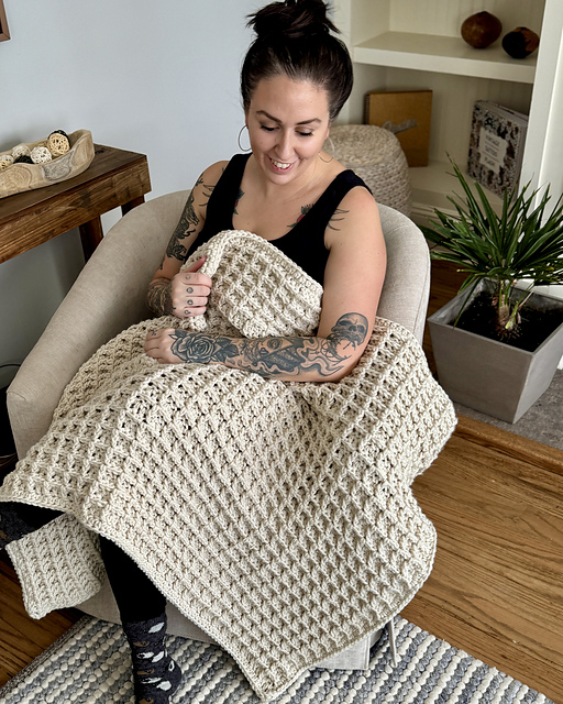 Chunky Waffle Stitch Throw