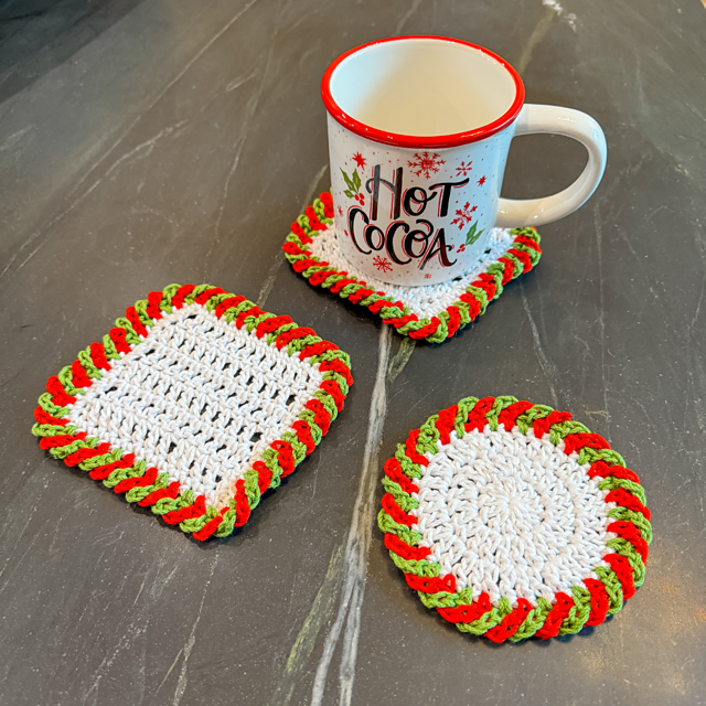 Christmas Candy Cane Border Coasters