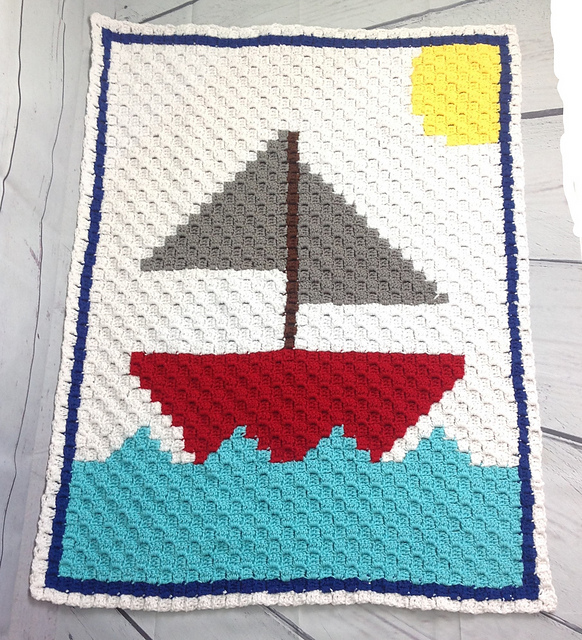 Ravelry C2C Sailboat Baby Blanket pattern by Kylee Keller