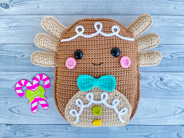 Gingerbread Axolotl Squish Kawaii Cuddler®