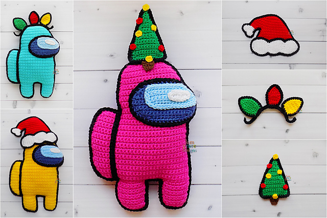 Among Us Christmas Lights Tree Santa Hat