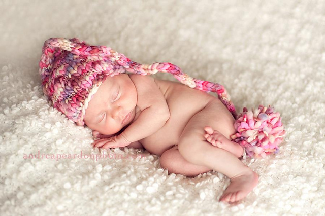 Long Tail Pompom Pixie Hat Photo Prop