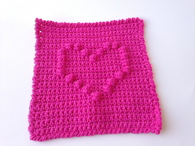 Bobble Heart Dishcloth