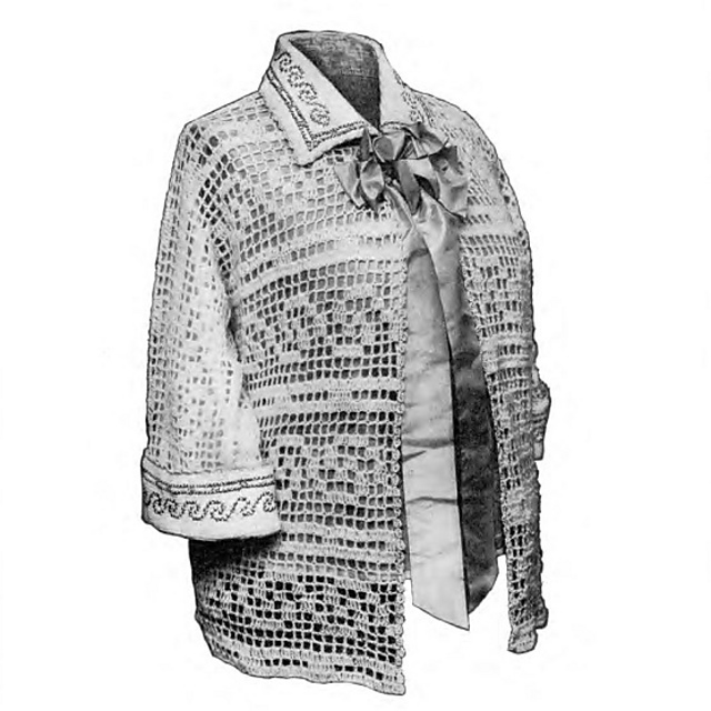 No. 468 Ladies' Kimono in Filet Crochet