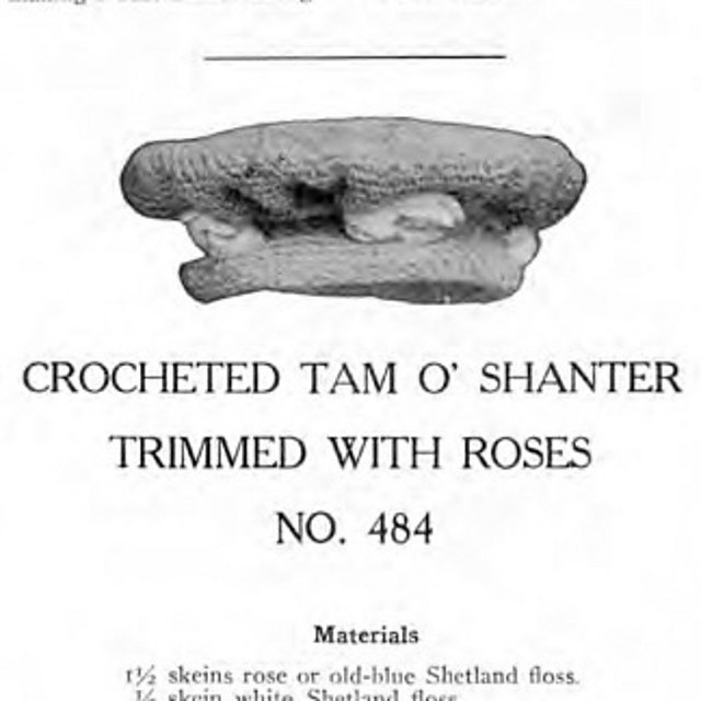 No. 484 Crocheted Tam O’Shanter Trimmed With Roses