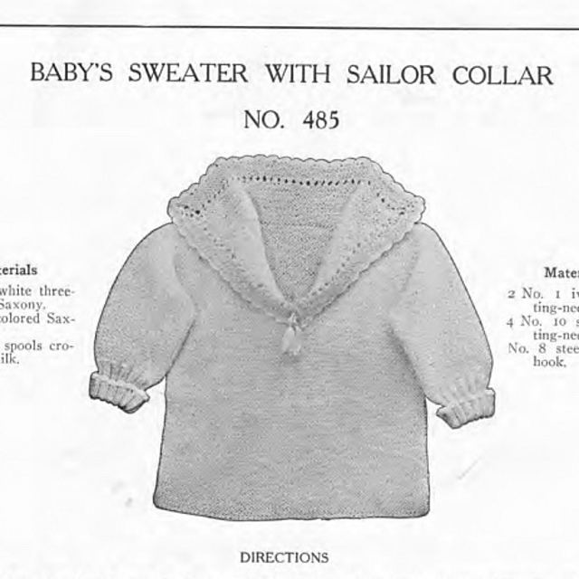 Baby’s Sweater with Sailor Collar No. 485