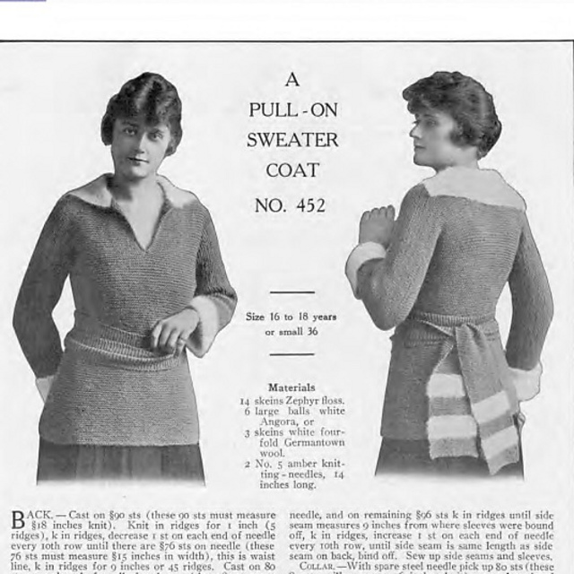 No. 452 A Pull-On Sweater Coat