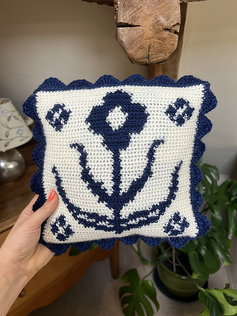 Blue Flower Cushion: Tapestry