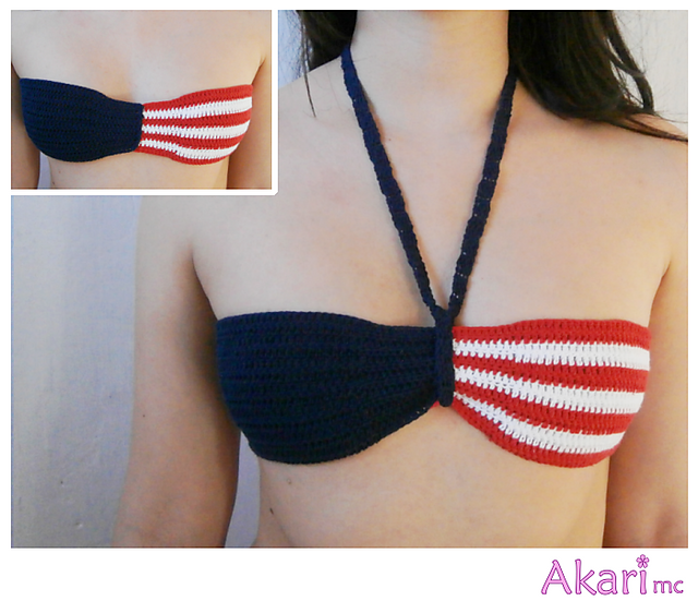 USA flag bikini top with detachable strap.  _ C11