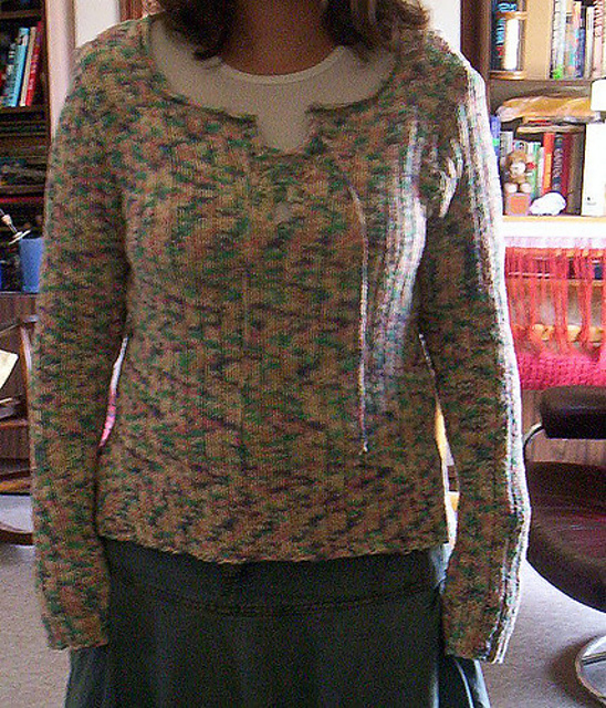 #41 Striped Sweater with Eyelets & Tie (Adult)