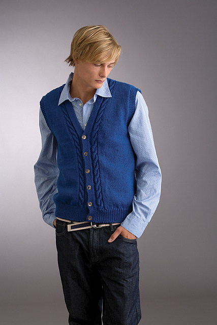 #3 Men's Cable Vee Button Vest