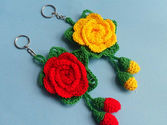 Rose flower keychains