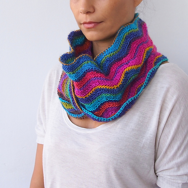 Chevron & stripes long loop scarf - cowl