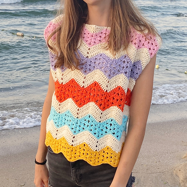 Granny stripes ripples sweater