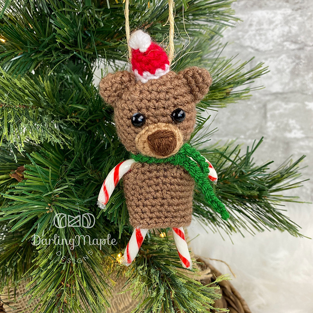 Bear Candy Cane Ornament