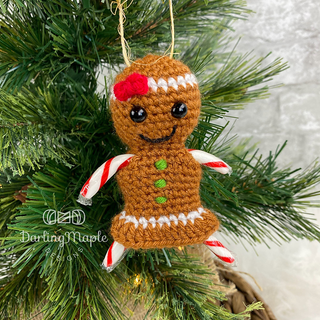 Gingerbread Girl Candy Cane Ornament