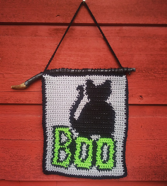 Boo Halloween Cat Tapestry