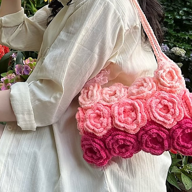 あんづ✧14kgf バックFlowerカービング Ravelry: Rose Flower Bag pattern by Ada Kim