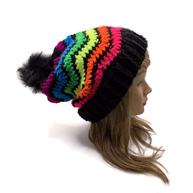 Neon Chevron Slouchy Hat