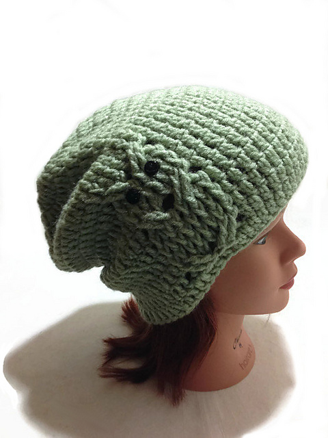 Cabled Owl Slouchy Hat