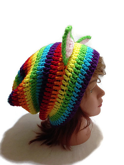 Rainbow Slouchy Cat Hat