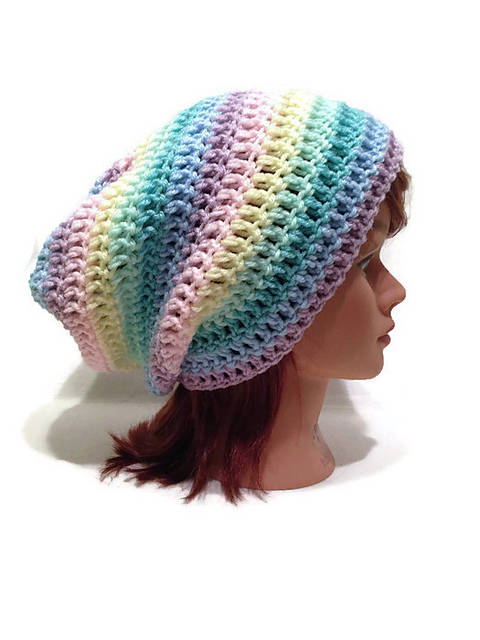 Pastel Rainbow Slouchy Hat