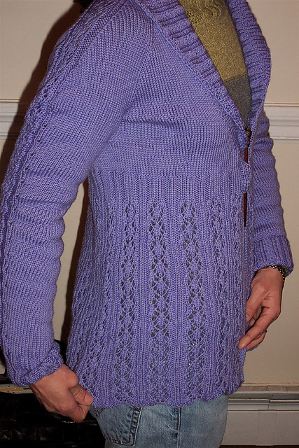 Shawl Collared Lacy Rib Cardigan
