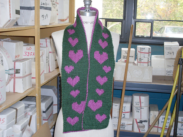 Trailing Hearts Double-Knit Scarf