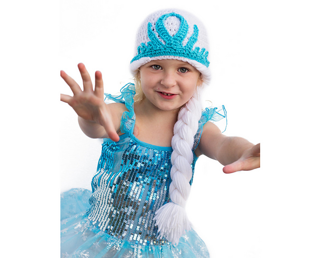 Crochet Crowned Elsa Hat