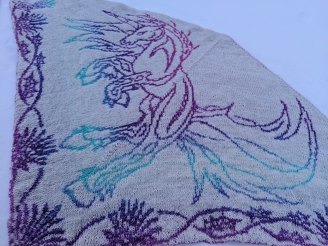 Celtic Thistle Unicorn Shawl