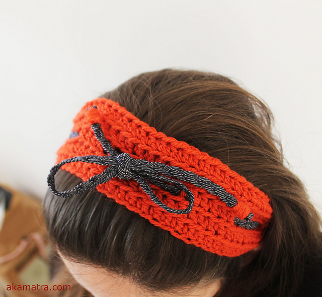 Orange and jeans headband