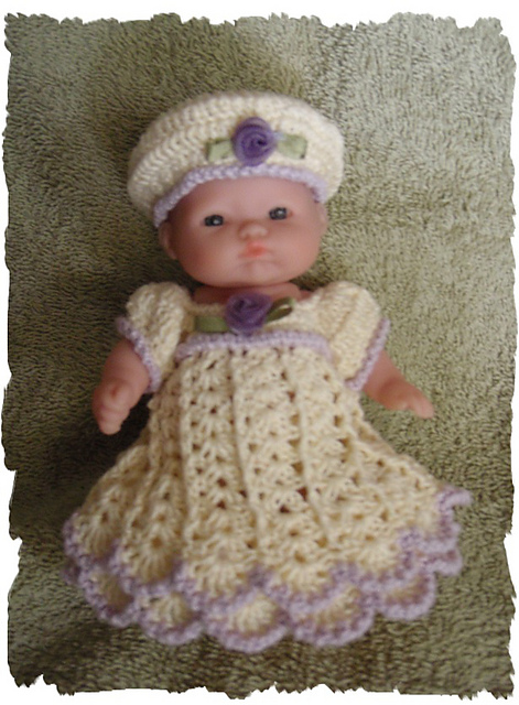 Victorian Gown for 5 Inch Berenguer Baby Doll