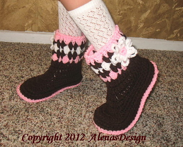 Brown Children's Boots with Flower