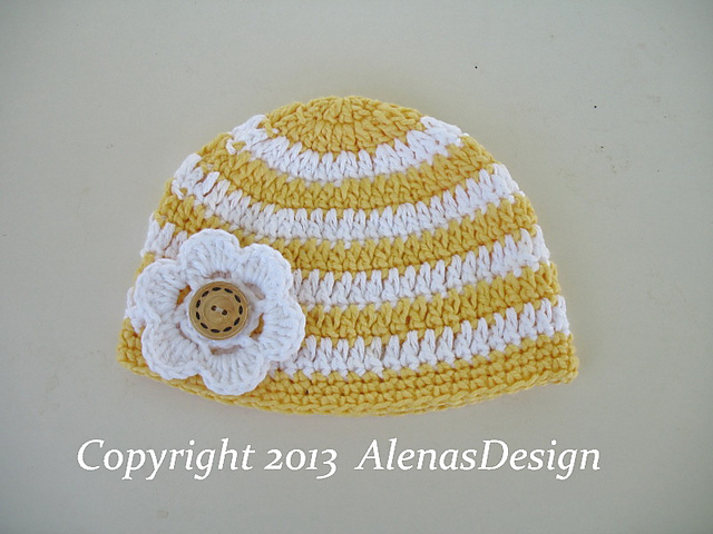 Stripe Baby Hat with Detachable Flower