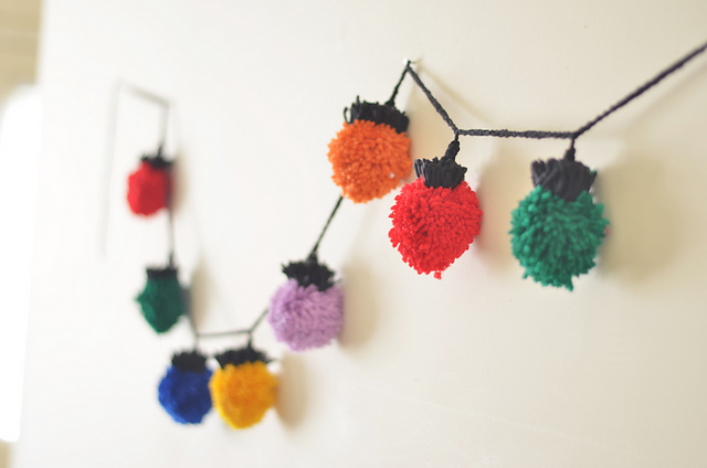 Pom Pom Christmas Light Garland