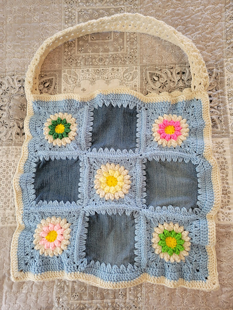 Denim Granny Square Bag