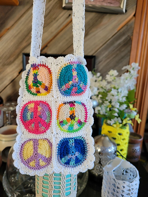 Peace Sign Cellphone and Bottle Purse