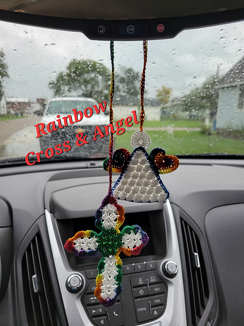 Cross & Angel Hanging Ornament for Car Mirror