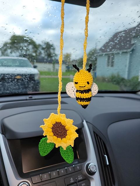 Handmade Crochet Sandbeach Hat, Cars Mirror Hanging Accessories, Car Charms For Rear View Mirror, Hanging Car Accessories For Women Girls