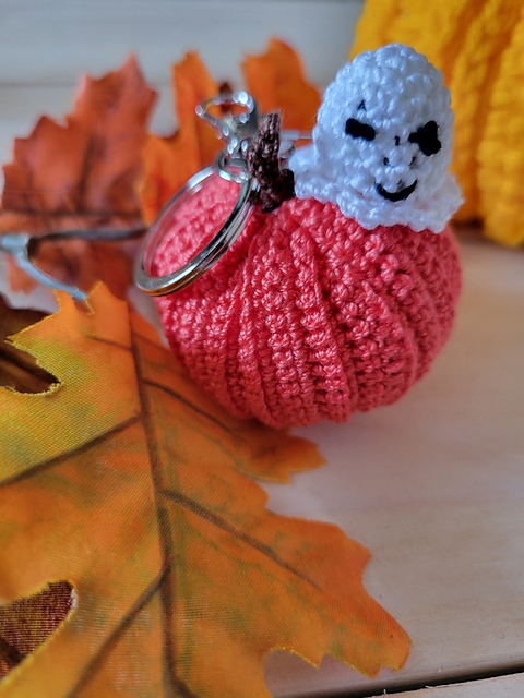 Pumpkin with Ghost Keychain