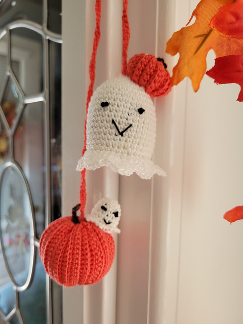 Ghost and Pumpkin Hanging Mirror Ornament