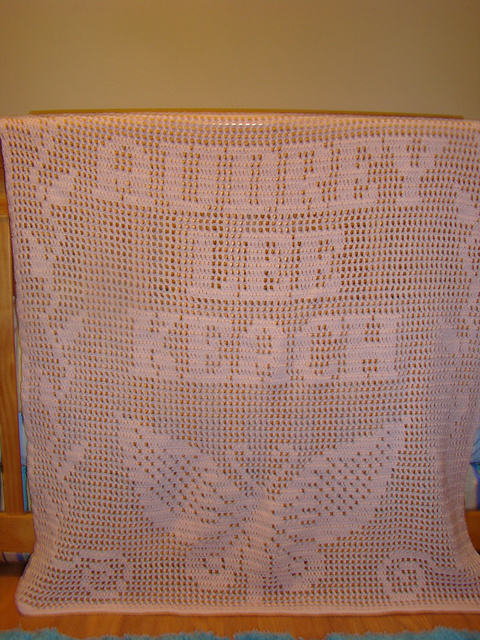 Personalized Filet Crochet Baby Blanket