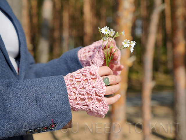 Crochet Cuffs "Wild Rose"