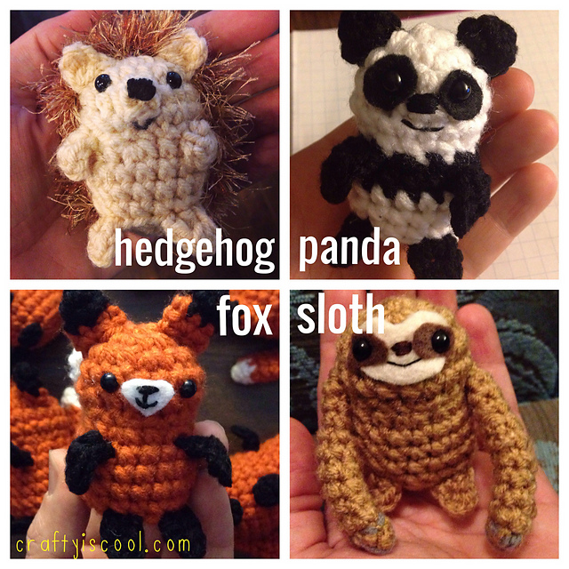 Baby Sloth, Hedgehog, Panda, Fox Amigurumi