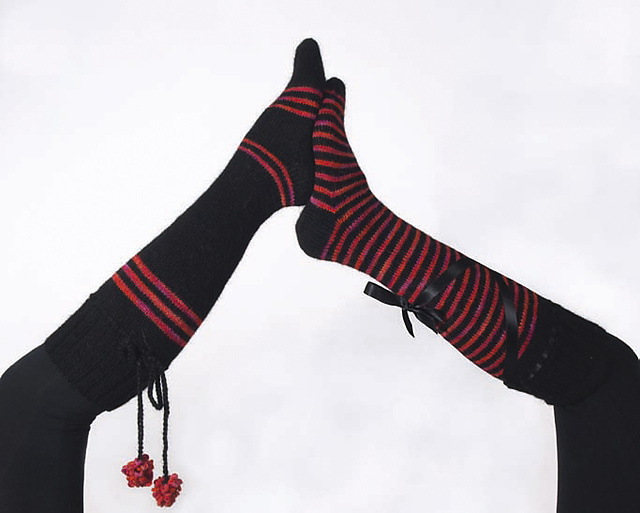 Long socks with stripes and flowers