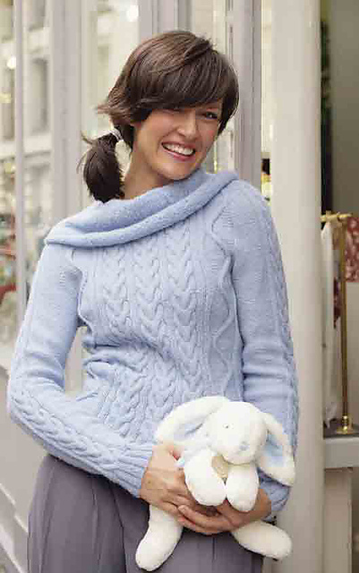 Soft pullover with large neck and cables – MR14-14